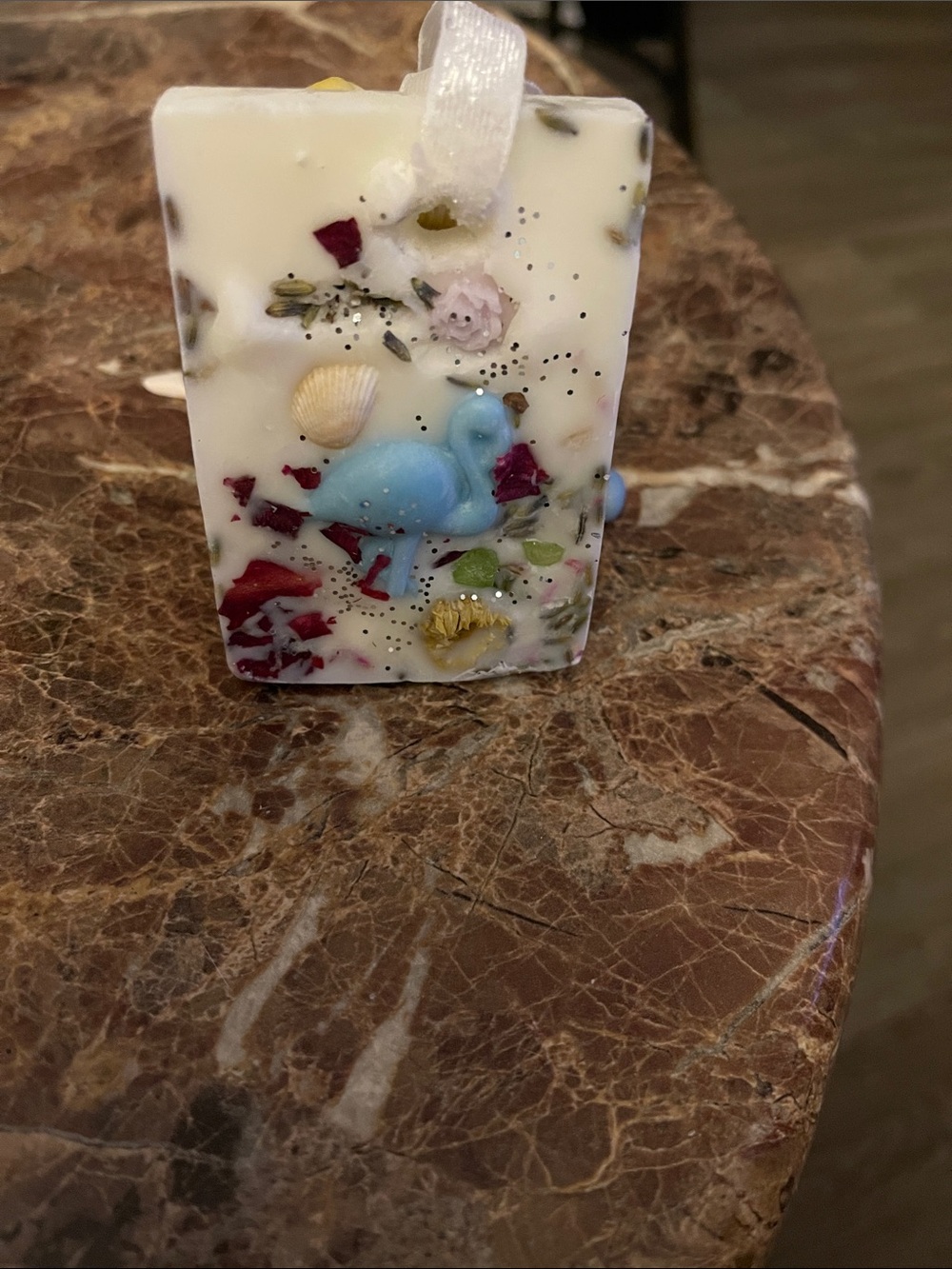Handcrafted White Lavender Botanical Wax Sachet with Blue Duck Accent